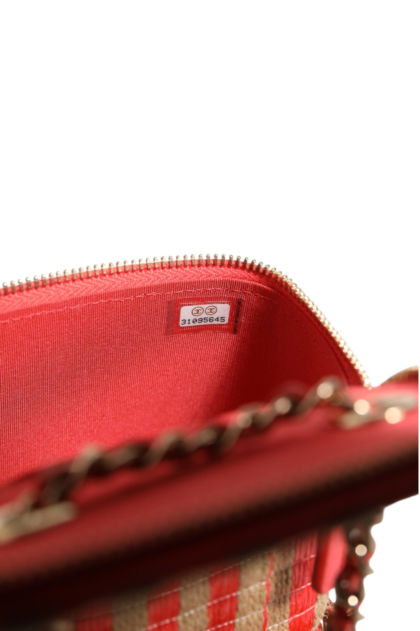Chanel Raffia Jute Striped Mini Vanity Case