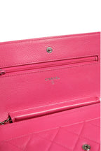 Chanel Pink Quilted Lambskin Wallet On Chain WOC Silver