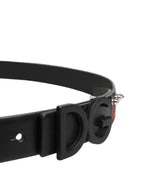 Dolce & Gabbana Black Leather Prince Crown Logo Buckle Belt