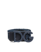 Dolce & Gabbana Blue Cotton Canvas DG Logo Metal Buckle Belt