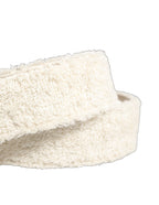 Dolce & Gabbana White Cotton Fleece DG Logo Metal Buckle Belt