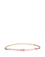 Dolce & Gabbana Pink Leather Crystal Chain Embellished Belt
