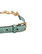 Dolce & Gabbana Green Leather Daisy Crystal Embellished Waist Belt