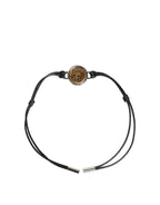Dolce & Gabbana Black Polyester Cord Gold Tone Roman Coin Charm Bracelet