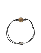 Dolce & Gabbana Black Polyester Cord Gold Tone Roman Coin Charm Bracelet