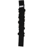 Dolce & Gabbana Black Gold Tone Crystal Brass Flower Brooches Belt
