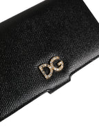 Dolce & Gabbana Case Flip Cover Black Calf Leather iPhone X - XS Phone