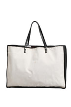 Chanel Ladies First White and Black Canvas Shopper Tote Bag