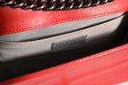 Chanel Red Diamond Stitch Calfskin Leather New Medium Boy Bag