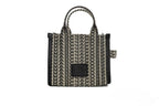 Marc Jacobs The Monogram Beige Mini Tote Woven Jacquard Canvas Crossbody Handbag