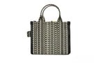 Marc Jacobs The Monogram Beige Mini Tote Woven Jacquard Canvas Crossbody Handbag