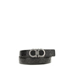 Ferragamo Black Calf Leather Bos Taurus Regular Belt