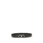 Ferragamo Black Calf Leather Bos Taurus Regular Belt