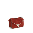 Valentino Garavani Red Suede Leather Shoulder Bag