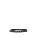 Valentino Garavani Black Calf Leather Bos Taurus Regular Belt