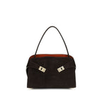 Ferragamo Brown Calf Leather Bos Taurus Shoulder Bag