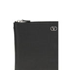 Valentino Garavani Black Calf Leather Bos Taurus Clutch Bag