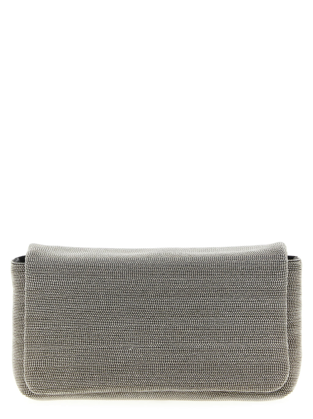 Brunello Cucinelli Silver Leather Clutch Bag