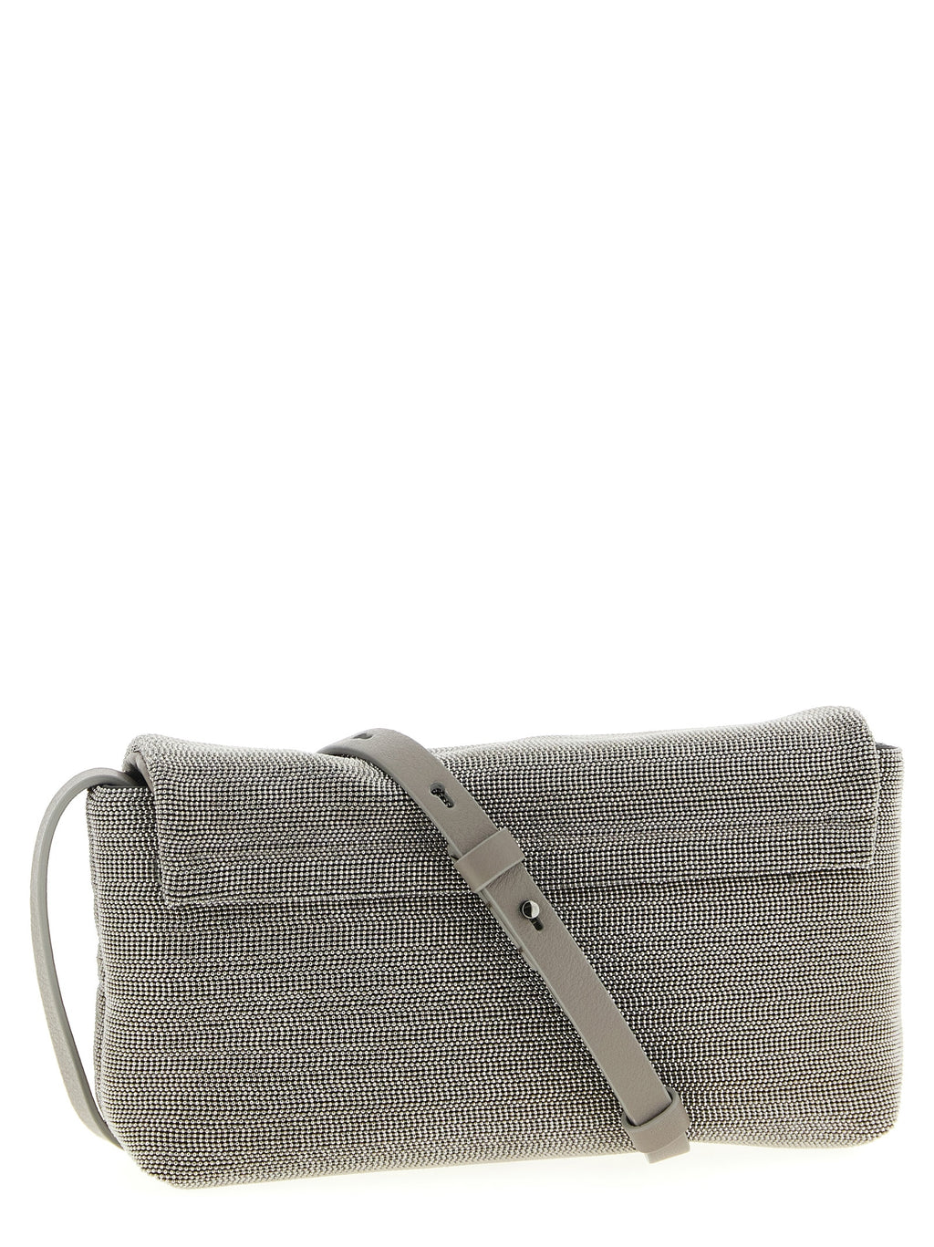 Brunello Cucinelli Silver Leather Clutch Bag