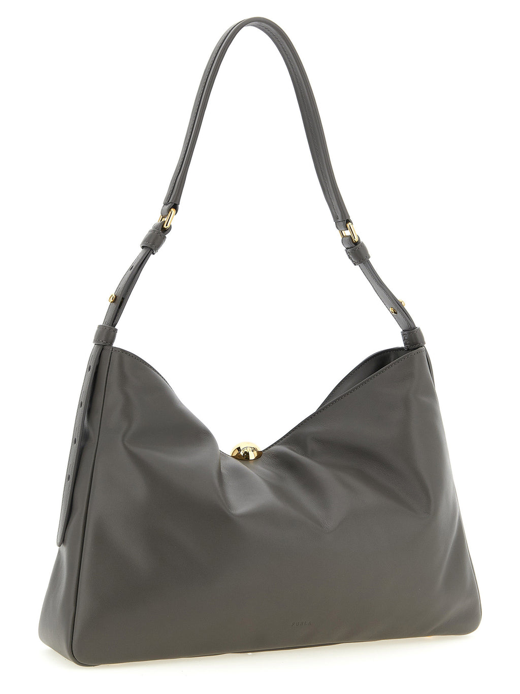 Furla Gray Calfskin Shoulder Bag
