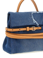 Moschino Blue Cotton Handbag