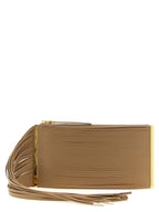 Elisabetta Franchi Beige Leather Clutch Bag