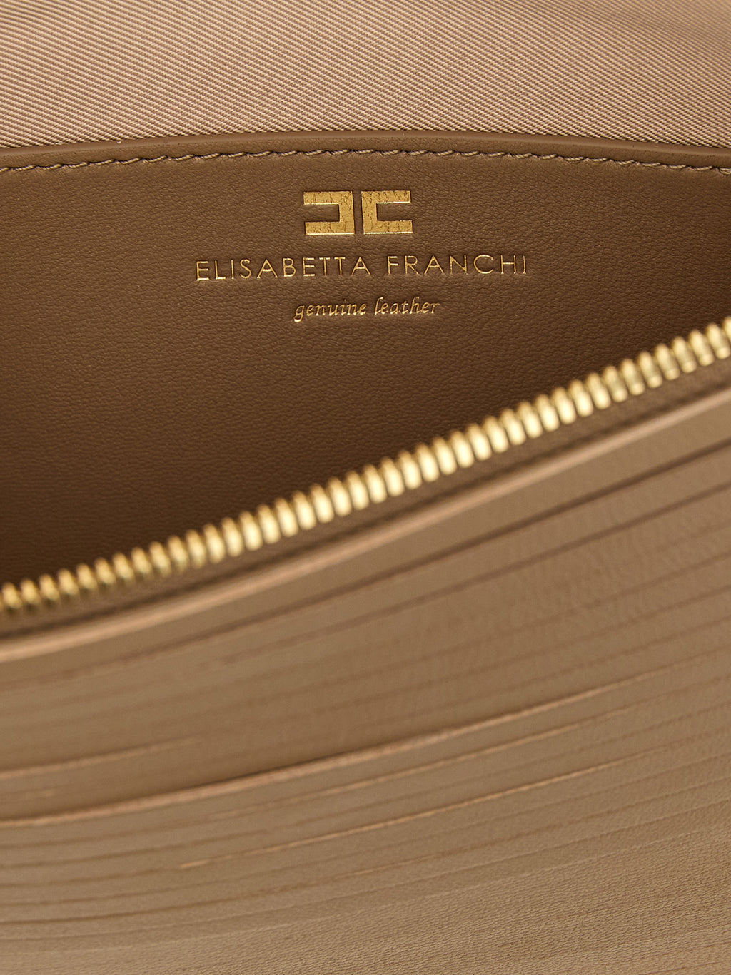 Elisabetta Franchi Beige Leather Clutch Bag