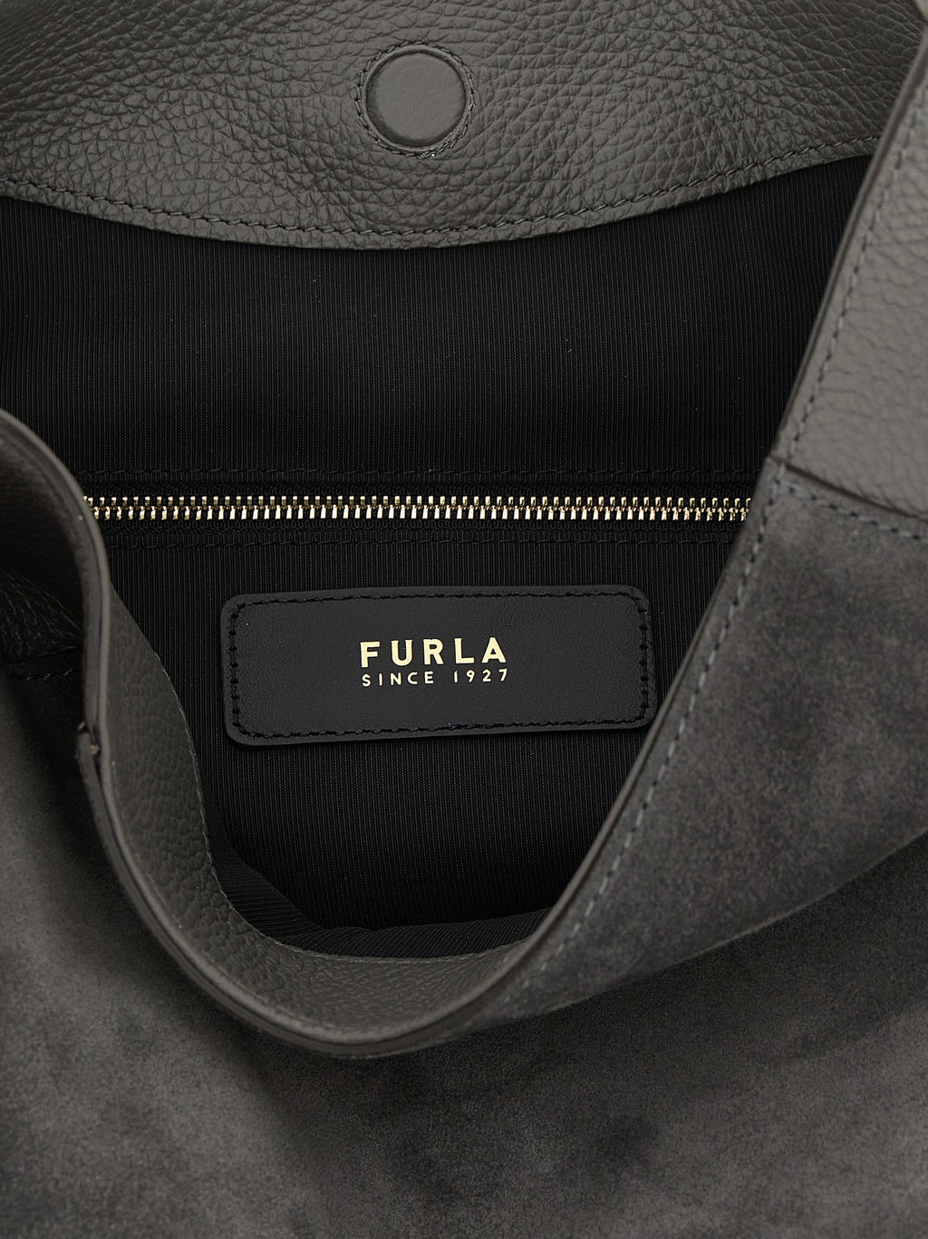 Furla Gray Calfskin Shoulder Bag