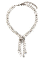 Alessandra Rich Silver Glass Necklace