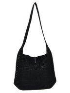 Saint Laurent Black Raffia Tote Bag