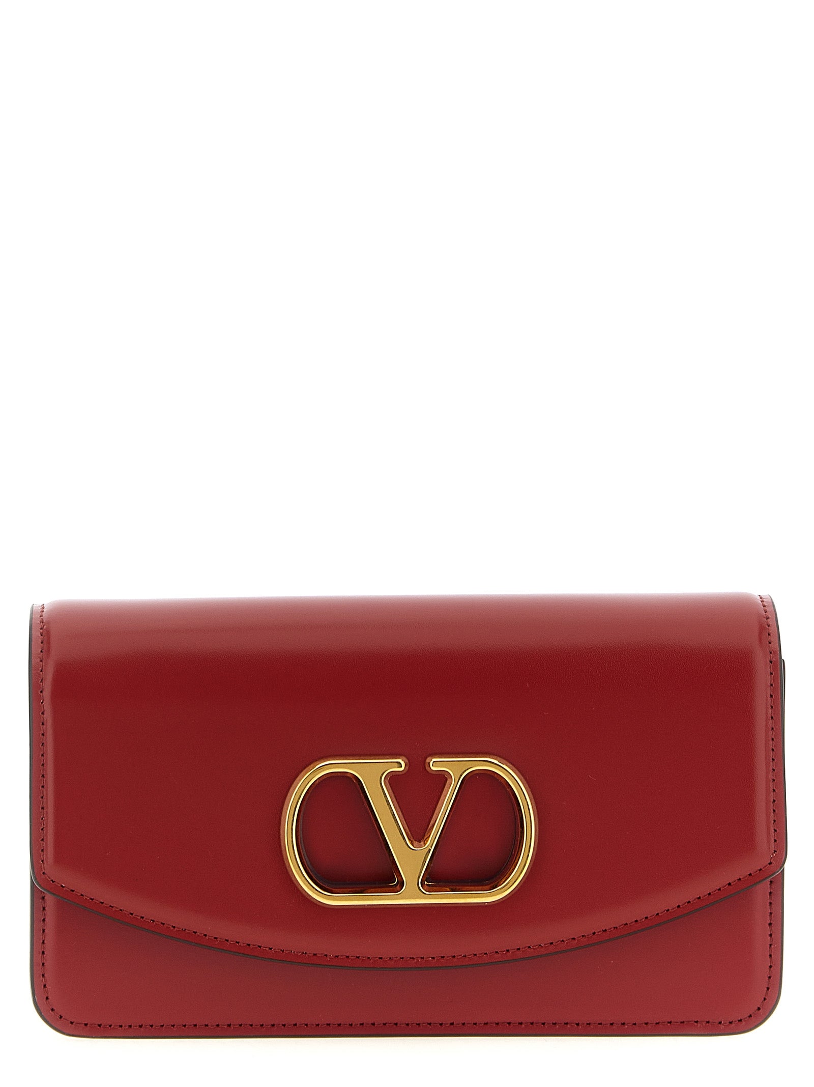 Valentino Garavani Red Calfskin Clutch Bag