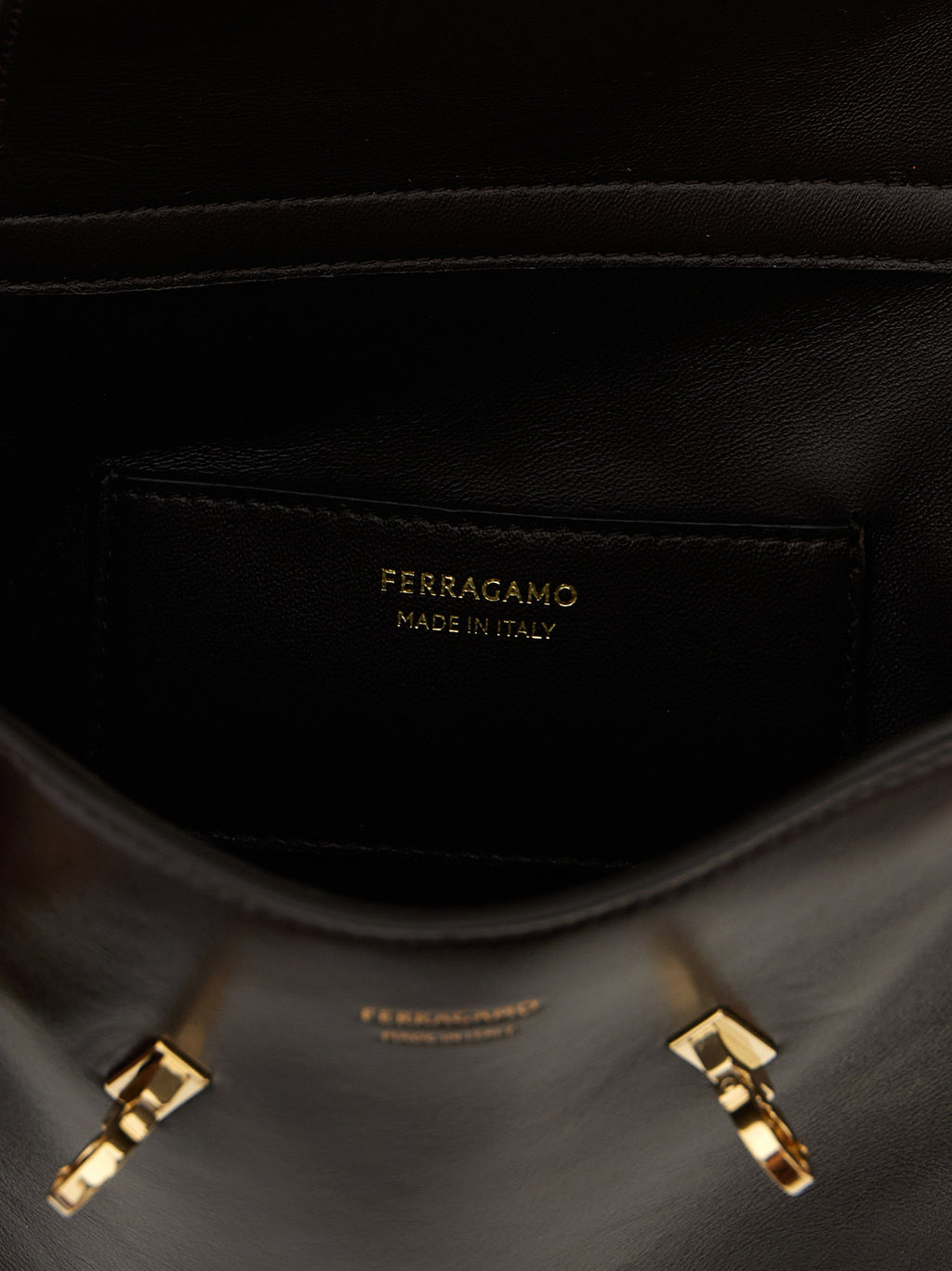 Ferragamo Brown Calfskin Crossbody Bag