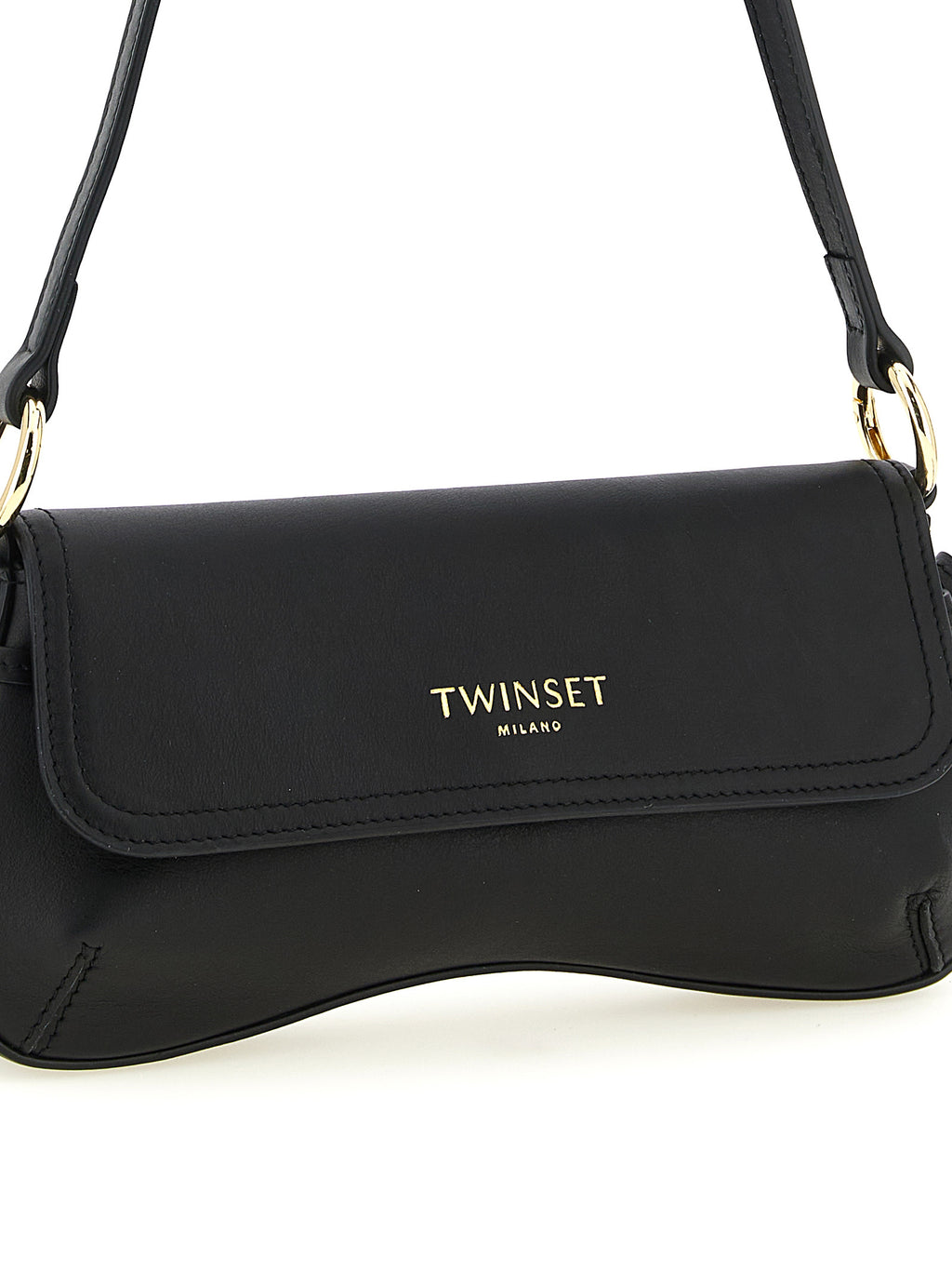 Twinset Black Leather Shoulder Bag