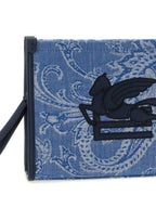 Etro Blue Cotton Clutch Bag