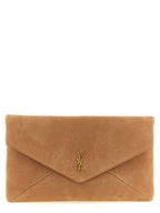 Saint Laurent Brown Lamb Leather Clutch Bag