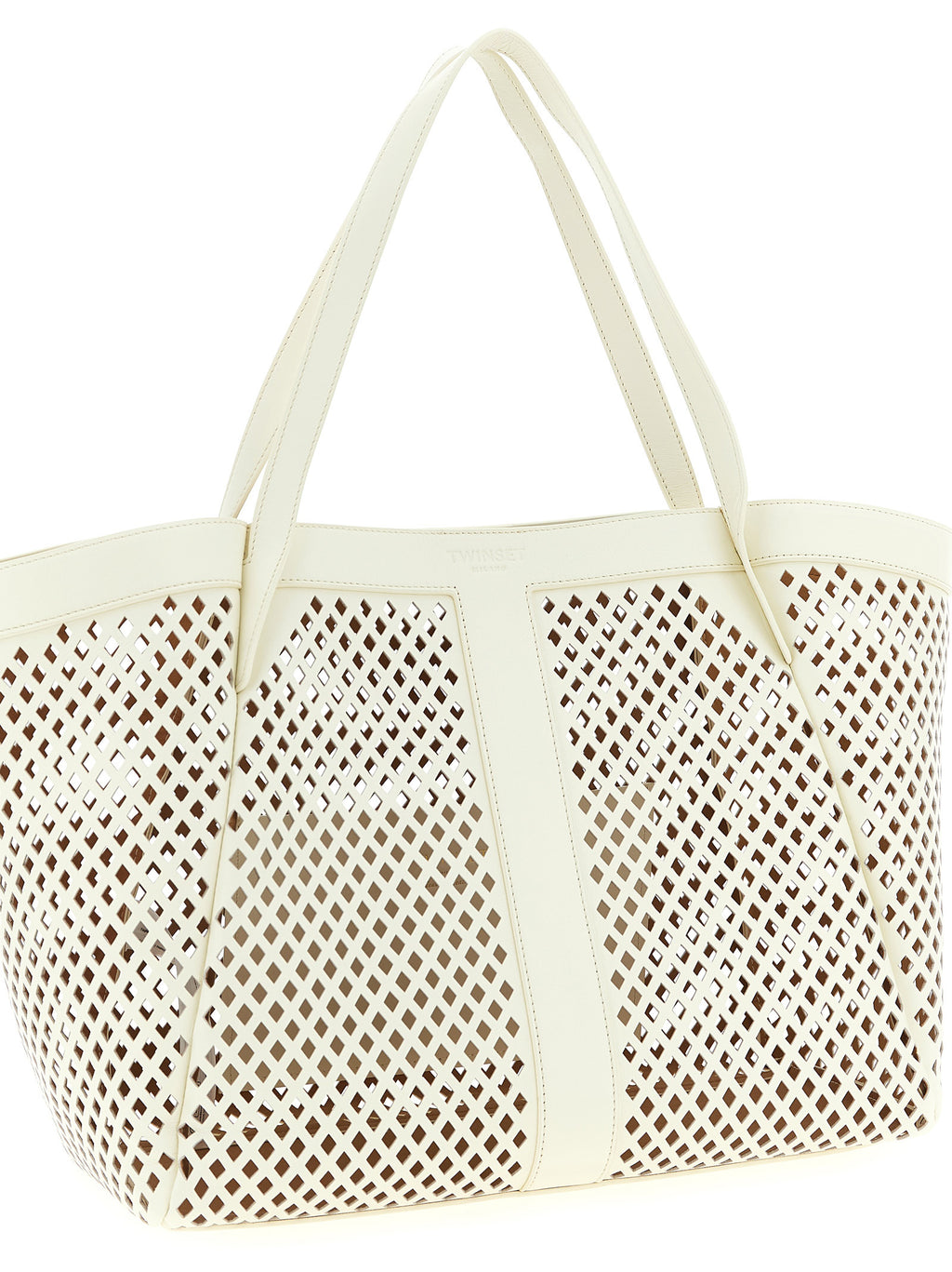 Twinset White Leather Tote Bag