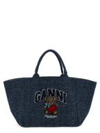 Ganni Blue Organic Cotton Tote Bag