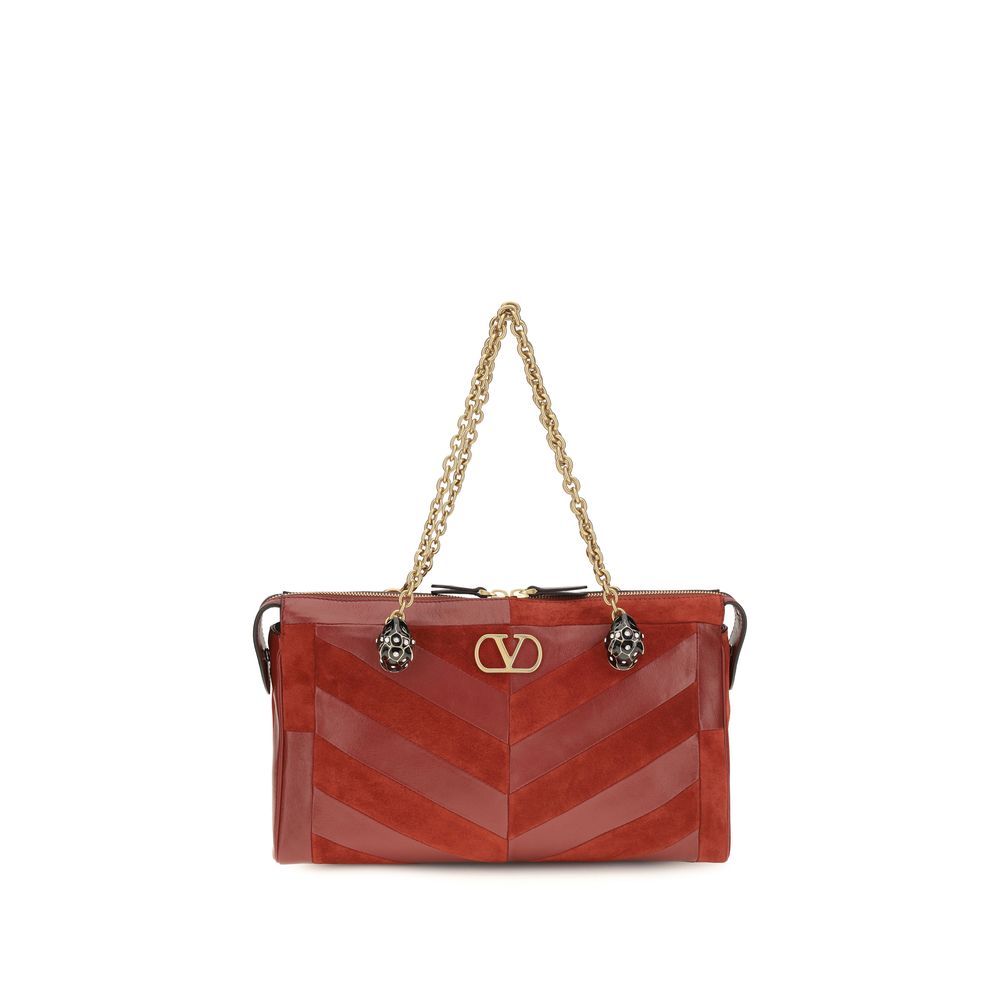 Valentino Garavani Red Calf Leather Bos Taurus Shoulder Bag
