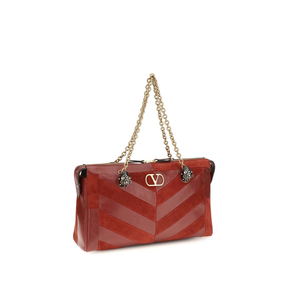 Valentino Garavani Red Calf Leather Bos Taurus Shoulder Bag