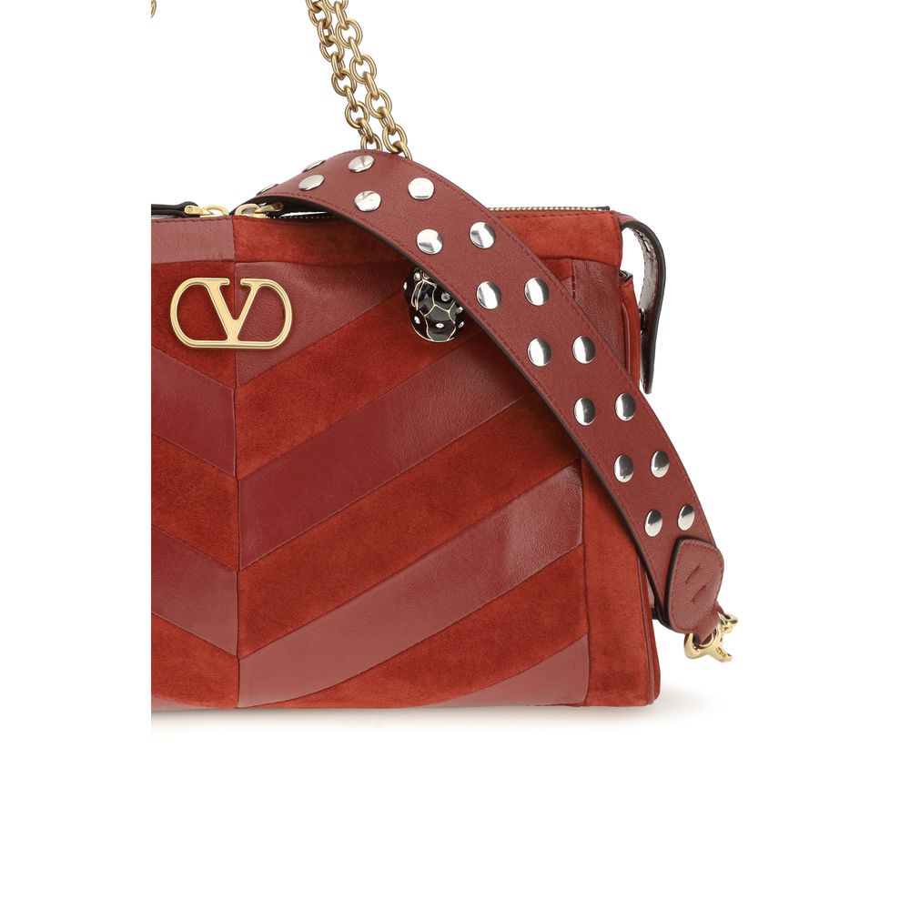 Valentino Garavani Red Calf Leather Bos Taurus Shoulder Bag