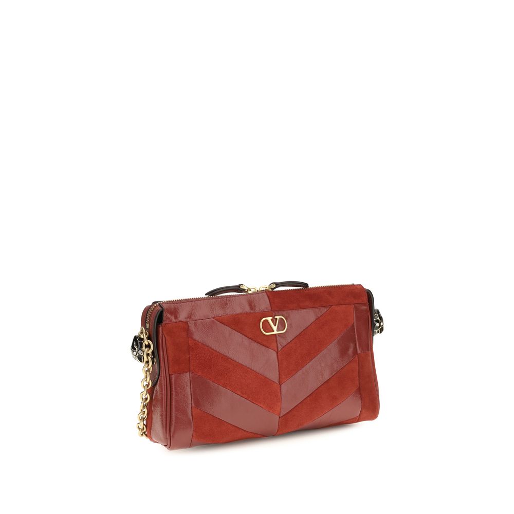 Valentino Garavani Red Calf Leather Bos Taurus Shoulder Bag