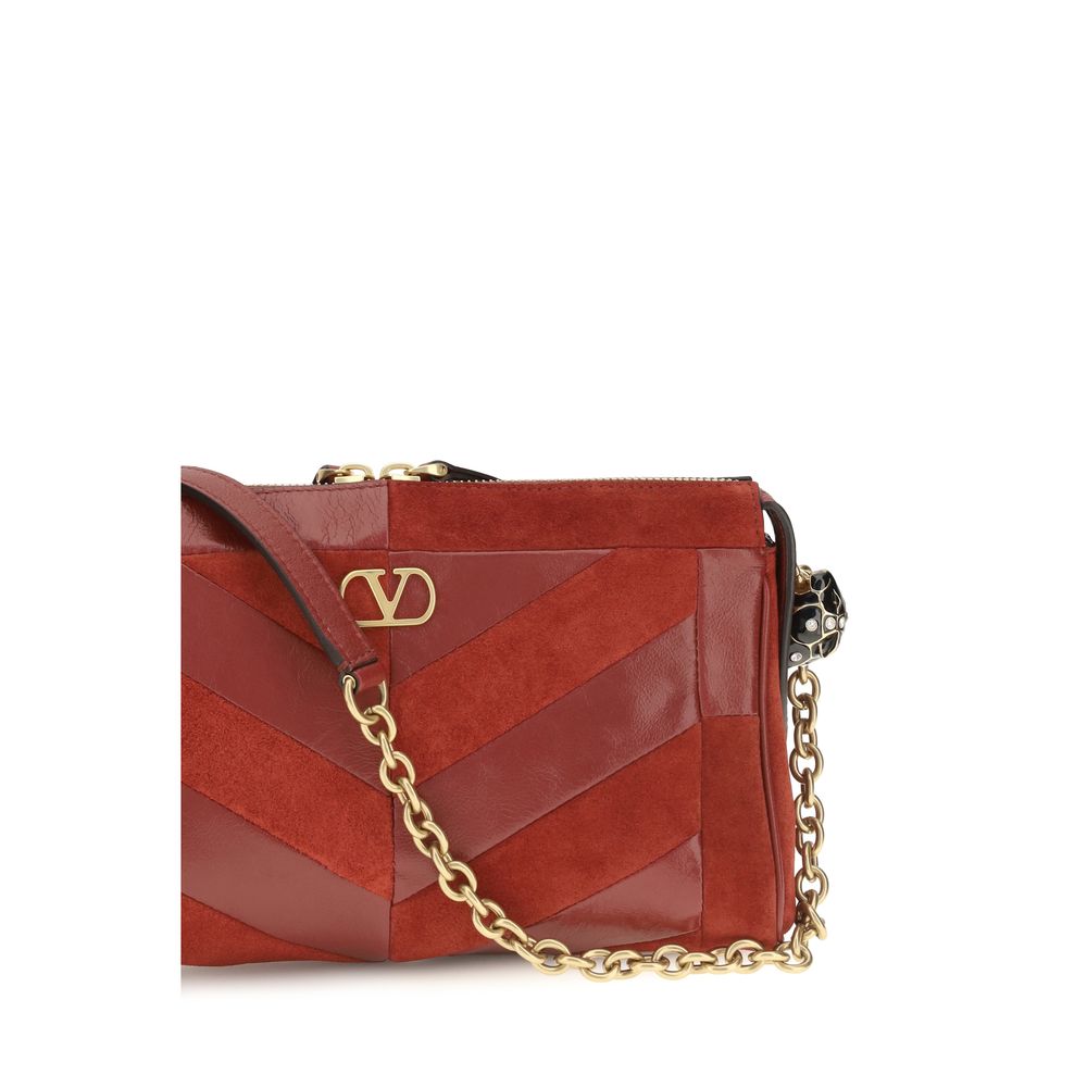 Valentino Garavani Red Calf Leather Bos Taurus Shoulder Bag