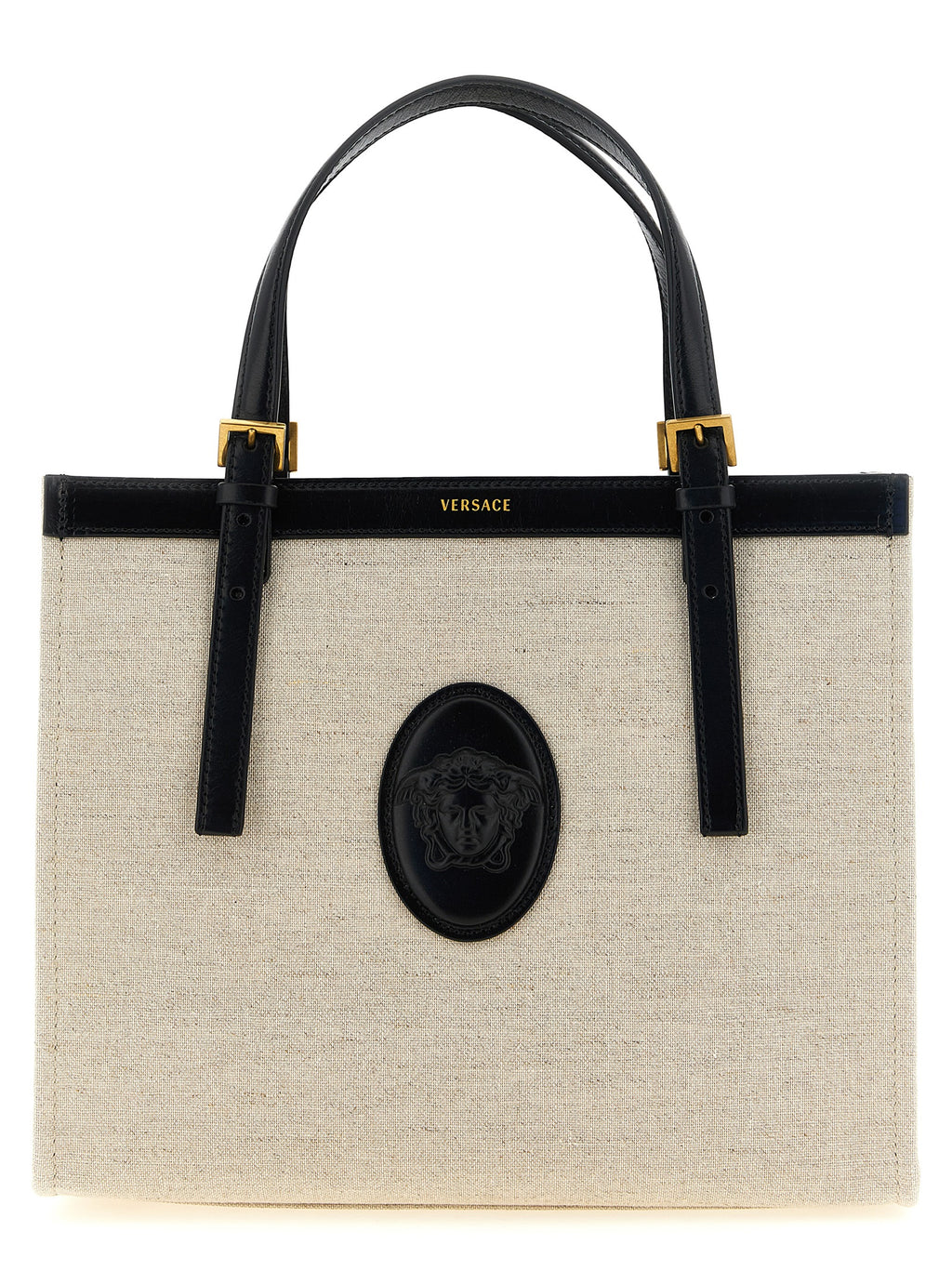 Versace Beige Leather Tote Bag