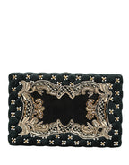 Dolce & Gabbana Black Velvet Gold Frame Clutch Evening Clutch Purse Bag
