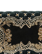 Dolce & Gabbana Black Velvet Gold Frame Clutch Evening Clutch Purse Bag