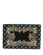 Dolce & Gabbana Black Velvet Gold Frame Clutch Evening Clutch Purse Bag