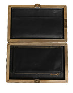 Dolce & Gabbana Black Velvet Gold Frame Clutch Evening Clutch Purse Bag