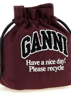 Ganni Bordeaux Recycled Polyamide Clutch Bag