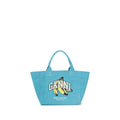 Ganni Blue Recycled Cotton Shoulder Bag
