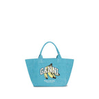 Ganni Blue Recycled Cotton Shoulder Bag